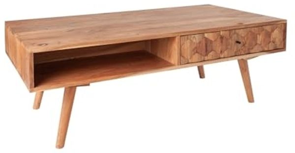 riess-ambiente Couchtisch MYSTIC LIVING 100cm natur (Einzelartikel, 1-St), Wohnzimmer · Massivholz · Stauraum · Metall · Akazie · Retro Design