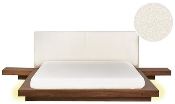 Bett mit LED ZEN 160 x 200 cm LED Kunstleder Braun