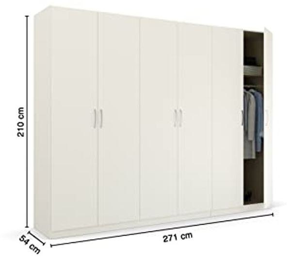Rauch Möbel Pure by Quadra Spin Schrank Drehtürenschrank, Weiß, 6-trg, inkl. 3 Kleiderstangen, 3 Einlegeböden, BxHxT 271 x 210 x 54 cm Bild 3