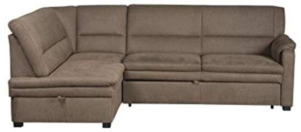 CAVADORE Ecksofa Pisoo / Kleine Eckcouch mit Federkern / Ottomane links / 245 x 89 x 161 / Mikrofaser braun Bild 4