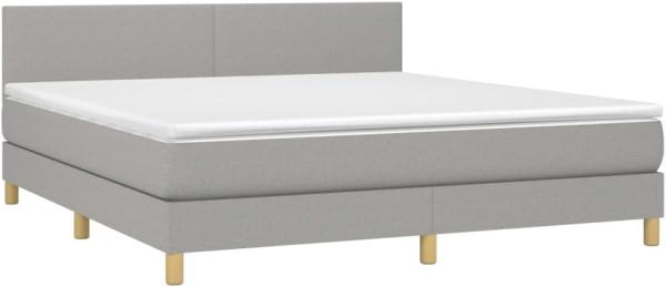 vidaXL Boxspringbett mit Matratze & LED Hellgrau 160x200 cm Stoff 3133565