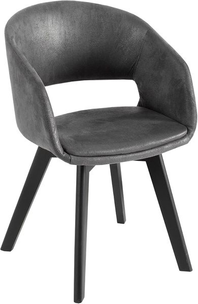 riess-ambiente Polsterstuhl NORDIC STAR antik grau – Microfaser, Massivholz-Beine, mit Armlehne (Einzelartikel, 1 St), Industrial Design mit Sitzkomfort – ideal für Dein Loft-Esszimmer