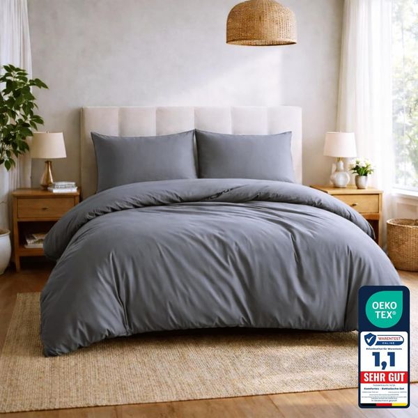 Komfortec Bettwäsche Premium, 135 x 200 bis 220 x 240 cm, 6 verschiedene Größen zur Auswahl, gebürstet 100% Mikrofaser, 3 teilig, Superweiches Bettwäsche-Set, Knitterfrei, Atmungsaktiv