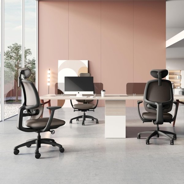 hjh OFFICE Ergonomischer Bürostuhl RI-Cover Drehstuhl mit Verstellbarer Lordosenstütze, atmungsaktive Rückenlehen, Grau Bild 7