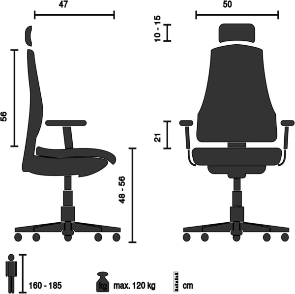 hjh OFFICE Ergonomischer Bürostuhl RI-Cover Drehstuhl mit Verstellbarer Lordosenstütze, atmungsaktive Rückenlehen, Grau Bild 3