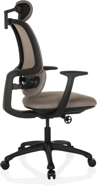 hjh OFFICE Ergonomischer Bürostuhl RI-Cover Drehstuhl mit Verstellbarer Lordosenstütze, atmungsaktive Rückenlehen, Grau Bild 8