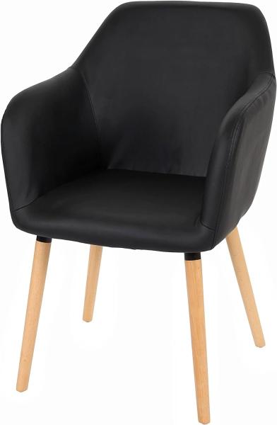 Esszimmerstuhl Malmö T381, Stuhl Küchenstuhl, Retro 50er Jahre Design ~ Kunstleder, schwarz, helle Beine