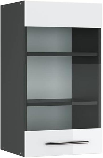 Vicco Hängeglasschrank 40 cm Küchenschrank Hängeschrank Küchenzeile Fame-Line (Weiß Hochglanz)