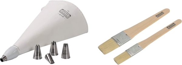 Kaiser | La Forme Plus Starter Set | Spritzbeutel inkl. Backpinsel | 9-teilig | wiederverwendbarer Spritzbeutel | groß mit Tüllen | Adapter | 5 Spritztüllen | kochfest | Schneidehilfslinie