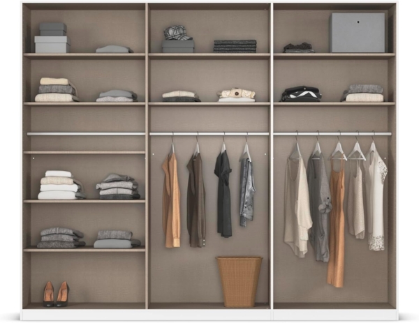 Rauch Möbel Alabama, Kleiderschrank, Garderobenschrank, 6-türig, Zubehör Classic, 3 Kleiderstangen, 9 Einlegeböden, Farbe Weiß/Eiche Artisan, Holz, Griff Grau metallic, 271 x 229 x 54 cm Bild 6