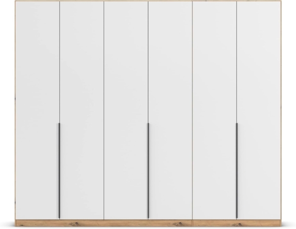 Rauch Möbel Alabama, Kleiderschrank, Garderobenschrank, 6-türig, Zubehör Classic, 3 Kleiderstangen, 9 Einlegeböden, Farbe Weiß/Eiche Artisan, Holz, Griff Grau metallic, 271 x 229 x 54 cm Bild 8