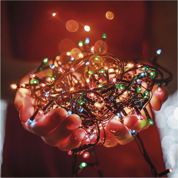 EMOS LED-Lichterkette bunt für Innen und Außen, 50m lange IP44 Multicolor Weihnachtslichterkette mit 500 LEDs + 5m Zuleitung und Netzteil, 8 Modi und 6h Timer Funktion, für Party, Weihnachten, Deko