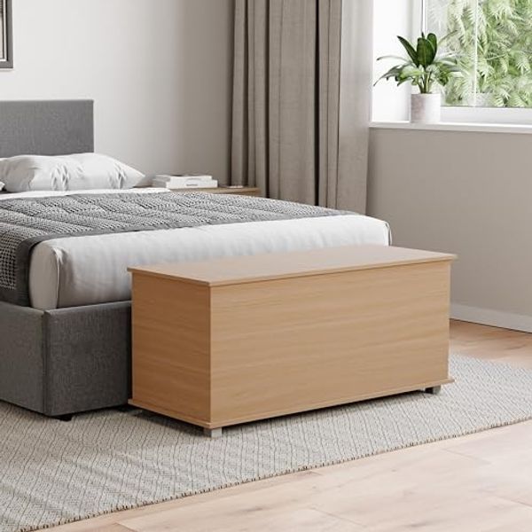 Vida Designs Leon Stauraum Ottomane Holztruhe mit Deckel Sitzhocker Fensterbank Decken Bettzeug Spielzeugkiste Fußhocker Kiefer
