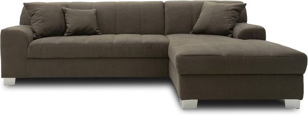DOMO. collection Capri Ecksofa | Eckcouch in L-Form mit Schlaffunktion, Polsterecke Schlafsofa, kaki, 239 x 152 x 75 cm