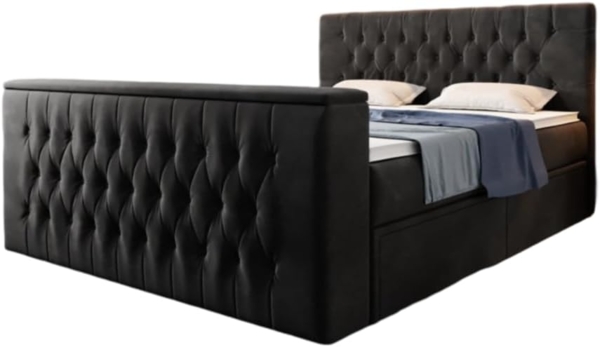 Boxspringbett Vulnero mit TV Lift und Stauraum (2 Schubladen) 160x200 Schwarz H4 (100kg+) Bild 1