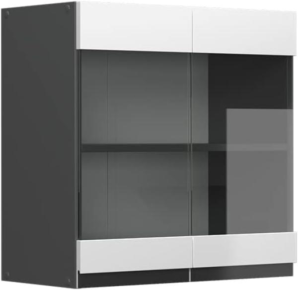 Vicco Glashängeschrank Küchenschrank Küchenmöbel R-Line J-Shape 60 cm modern (Anthrazit-Weiß)