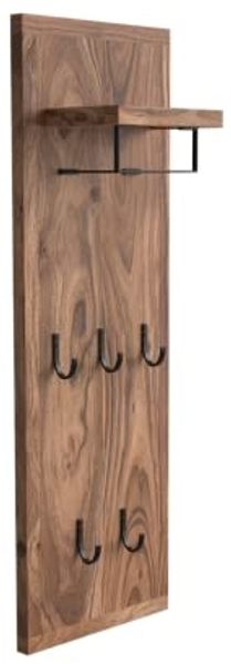 Garderobenpaneel Akazie hell 35x107x20 cm massivum Sydney Wandgarderobe Holz Flurmöbel mit Ablage Wandhaken Kleiderhaken Büro Diele