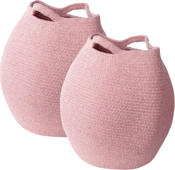 Textilkorb Baumwolle rosa 2er Set PANJGUR
