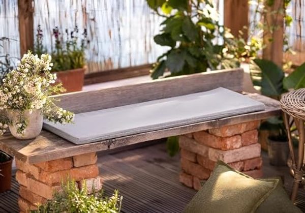 Bankauflage "Modern", grau, 110x35x3 cm, Outdoor Sitzauflage, waschbar & schmutzabweisend, Sitzpolster für die Gartenbank
