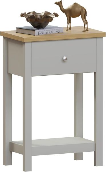 Vida Designs Arlington Konsolentisch mit 1 Schublade, Holzwerkstoff, Grau & Eiche, H 74 x B 50 x T 30 cm