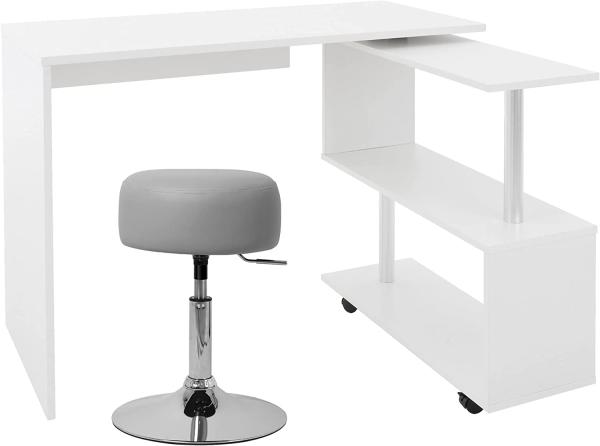 Schreibtisch mit Sitzhocker 150x88x75 cm Weiß aus MDF ML-Design