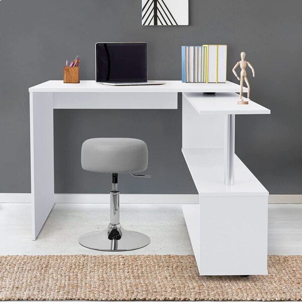 Schreibtisch mit Sitzhocker 150 x 88 x 75 cm Weiß aus MDF ML-Design Bild 2
