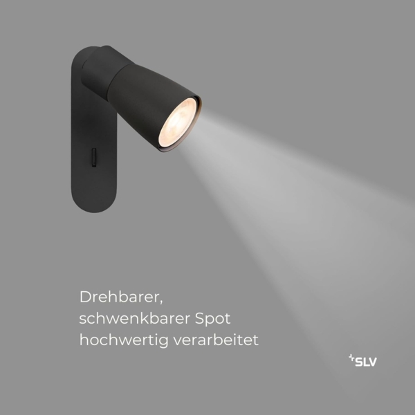 SLV PURI 2.0 Dome, Wand- und Deckenaufbauleuchte, Schalter, rechteckig, 1x max. 6W GU10, schwarz - Wand- und Deckenleuchten Bild 2