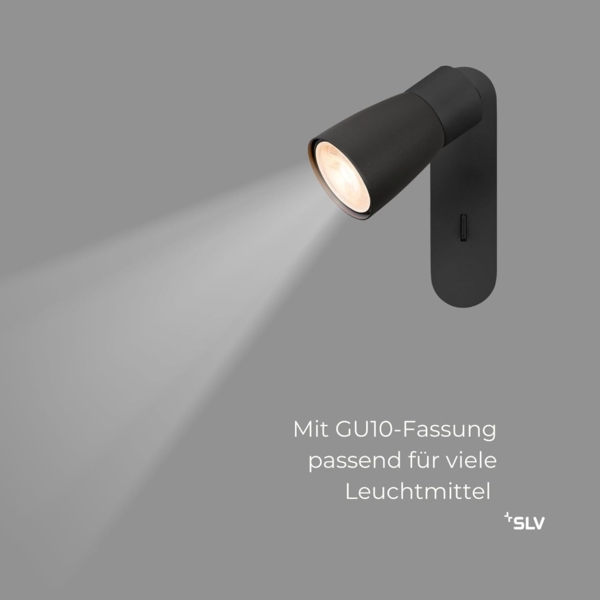 SLV PURI 2.0 Dome, Wand- und Deckenaufbauleuchte, Schalter, rechteckig, 1x max. 6W GU10, schwarz - Wand- und Deckenleuchten Bild 3