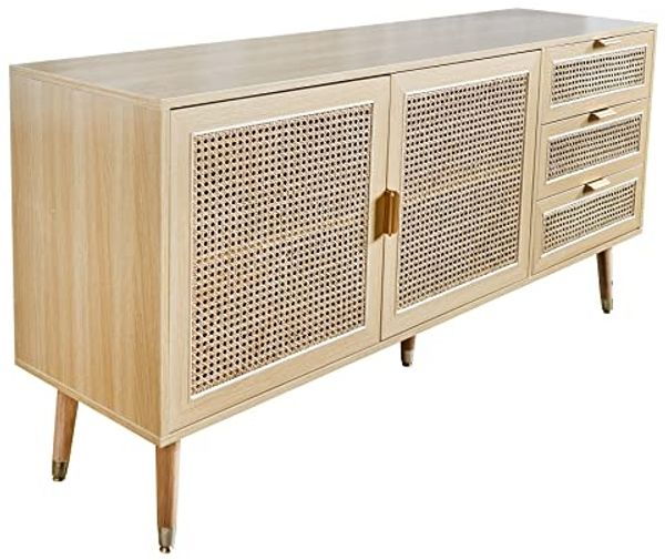 riess-ambiente Sideboard VIENNA 154cm natur (Einzelartikel, 1 St), Wohnzimmer · Wiener Geflecht · 3 Schubladen · Kommode · Retro
