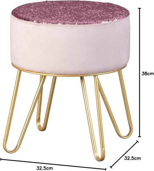 Hocker 'Belize' Samt altrosa mit Fußgestell aus Metall Bild 3