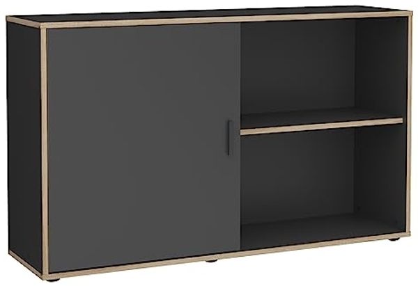 Regal ELIAS Standregal als Kommode mit Schiebetür Anthrazit / Eiche Nb. ca. 110 x 73 x 33 cm