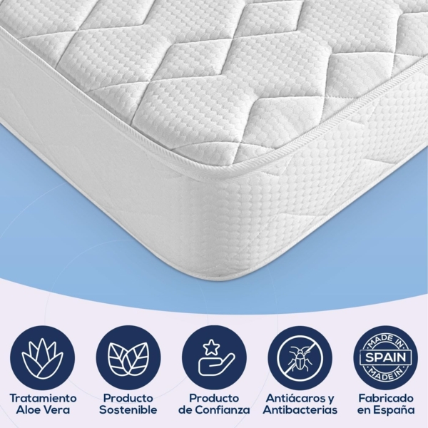 DUÉRMETE ONLINE Dreaming Online Viskoelastische Matratze Sena wendbar | fest und komfortabel | mittlere bis hohe Festigkeit | Winter-/Sommerseite, Memory-Schaum, Weiß, 105x180 Bild 5