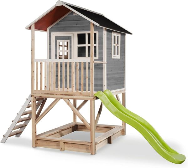 Exit Holz Spielhaus Loft 500 | Grau | 255 x 328 x 255 cm