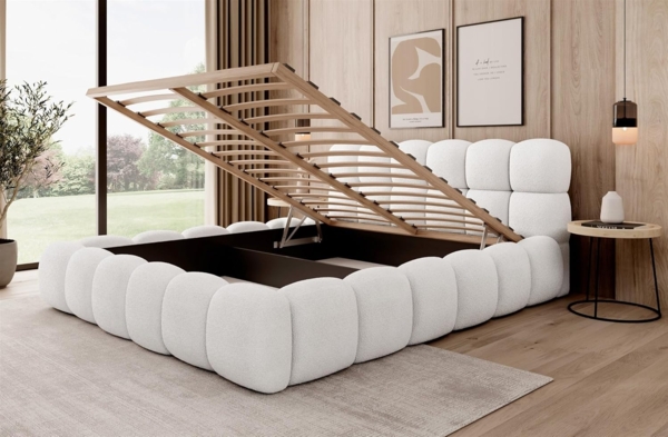 Polsterbett Bett AURELIA 140x200cm in Stoff Ascot Weiß / Speed Bild 4