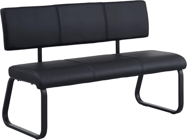 IDIMEX Essbank VILAS, Essbank mit Rückenlehne gepolstert für 3 Personen, Kunstleder schwarz