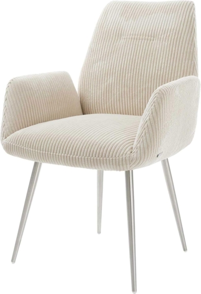 Esszimmerstuhl Zoa-Flex Cord Beige 4-Fuß konisch Edelstahl Taschenfederkern
