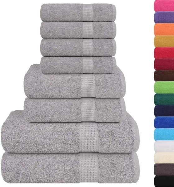 vidaXL 8-tlg. Handtuch-Set Grau 360 g/m² 100% Baumwolle 137068 Bild 2