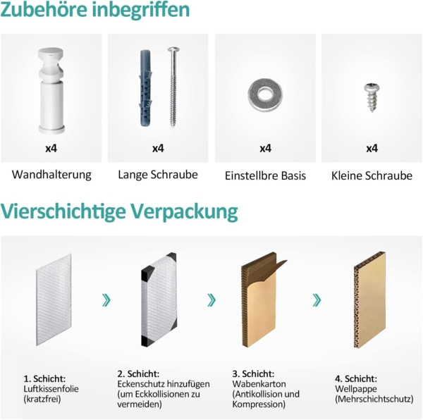 Hopibath Wandspiegel Schwarz Wandspiegel groß klein gross Badspiegel mit Alurahmen (Badspiegel Flurspiegel Kosmetikspiegel, 40-100cm), 5mm Kupfer- und bleifreier Spiegel Bild 6