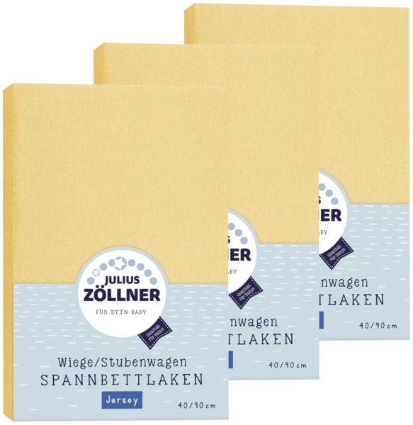 Julius Zöllner Spannbetttuch Jersey 90x40 Banana 3er Pack