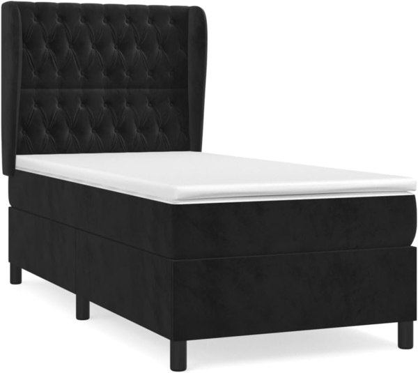vidaXL Boxspringbett mit Matratze Schwarz 90x200 cm Samt 3129371 Bild 3