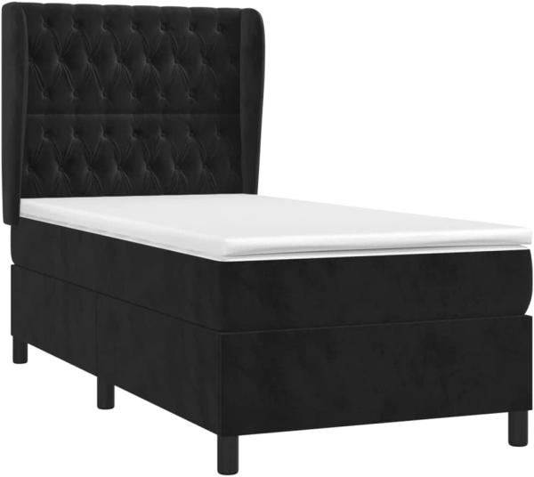 vidaXL Boxspringbett mit Matratze Schwarz 90x200 cm Samt 3129371