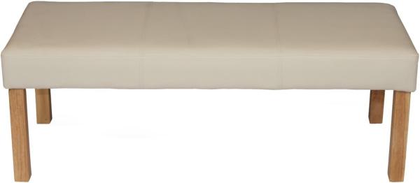 Sitzbank Polsterbank Bank M37 Kunstleder ~ 120x43x49 cm creme, helle Beine