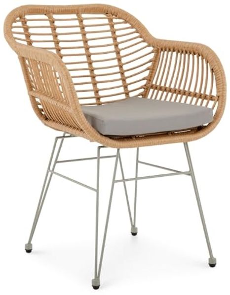 IDIMEX Gartenstuhl PARAMO, In & Outdoor Esszimmerstuhl mit Metallgestell in Rattan Optik braun