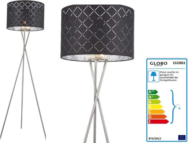 GLOBO Stehlampe Wohnzimmer Stehleuchte modern grau silber Dreibein 15228S1