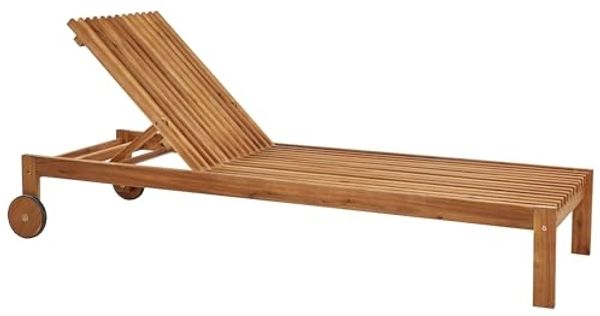 Beliani 'BELLANO' Gartenliege, Akazienholz Heller Holzfarbton