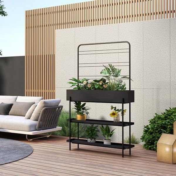 Outdoor Pflanzenständer Aalsmeer Metall 154x96x24 cm Schwarz [casa. pro]