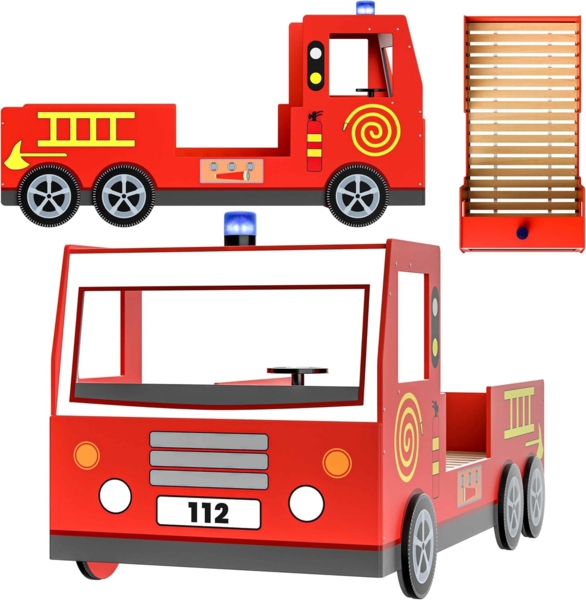 Deuba Feuerwehrbett 90x200 cm rot