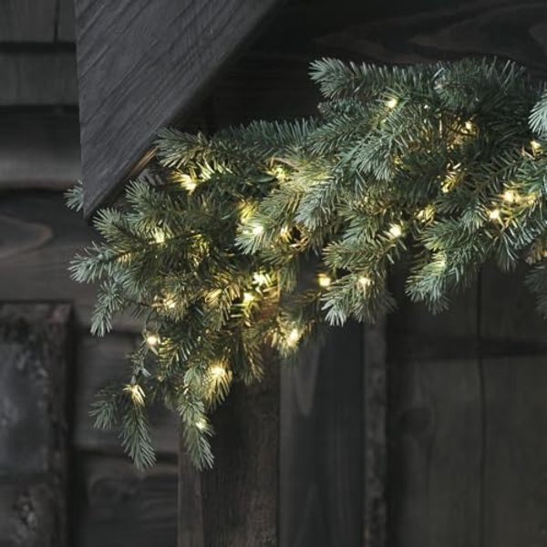 Lights4fun LED-Girlande 1,5m Bicolor LED Weihnachtsgirlande Tannenzweige