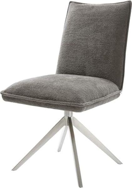 Drehstuhl Lelio-Flex Bouclé Soft Schlamm Kreuzgestell breit Edelstahl 360° drehbar Wippfunktion Taschenfederkern