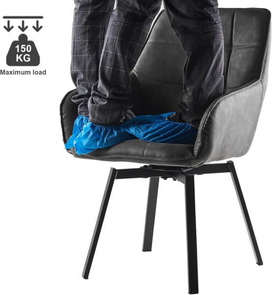 TUKAILAI Esszimmerstühle Drehbar, Drehstuhl esszimmer Kunstleder mit Armlehnen Rückenlehne Gepolsterter Sitz Metallbeine, Armlehnstuhl Küchenstühle Polsterstuhl Sessel für Küche (Grau) Bild 9